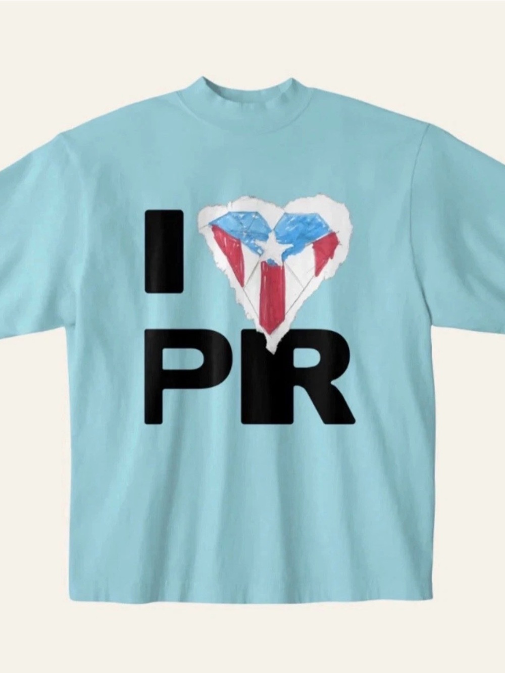 DTMF Bad Bunny Puerto Rico Heart Flag Graphic Tee - Light Blue